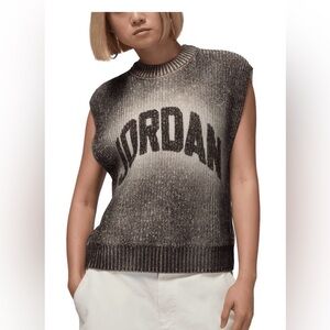 Women's Gray/Black/cream Jordan logo Knit Muscle Tee